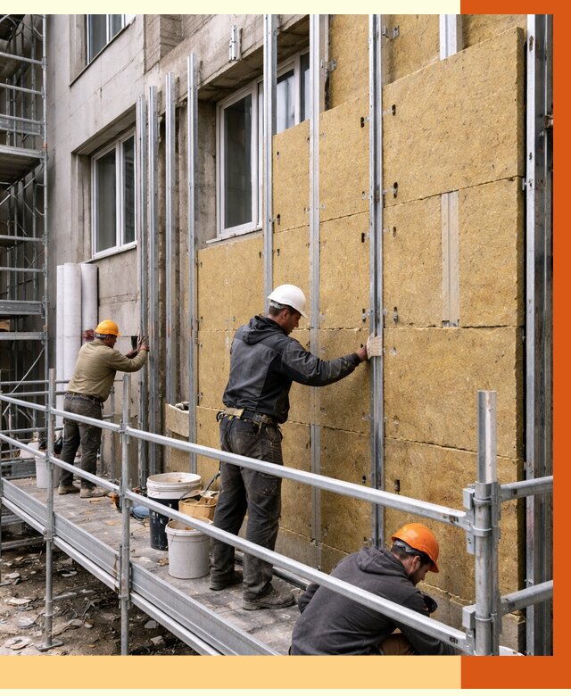 Утепление вентилируемого фасада в Улане-Удэ от 5736 руб/м2 — монтаж и утепление вентфасад | ТепломастерЛнд